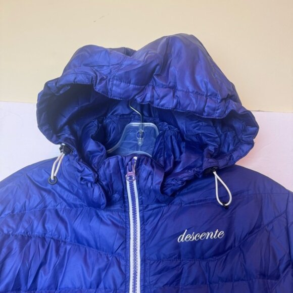 DESCENTE Down Ski Puff Jacket Coat Remove Hood Warm Parka Zipper Pockets Pack 10 - Picture 7 of 16
